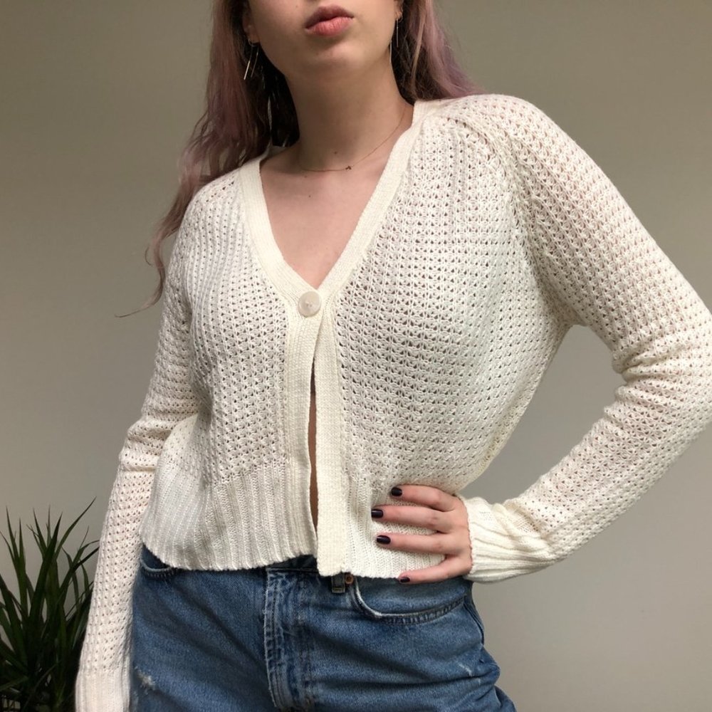 Vintage Crochet Cardigan Size L